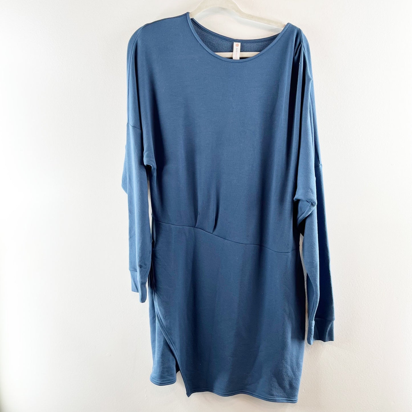 Anthropologie Daily Practice Long Sleeve Off Shoulder Sweatshirt Mini Dress Blue