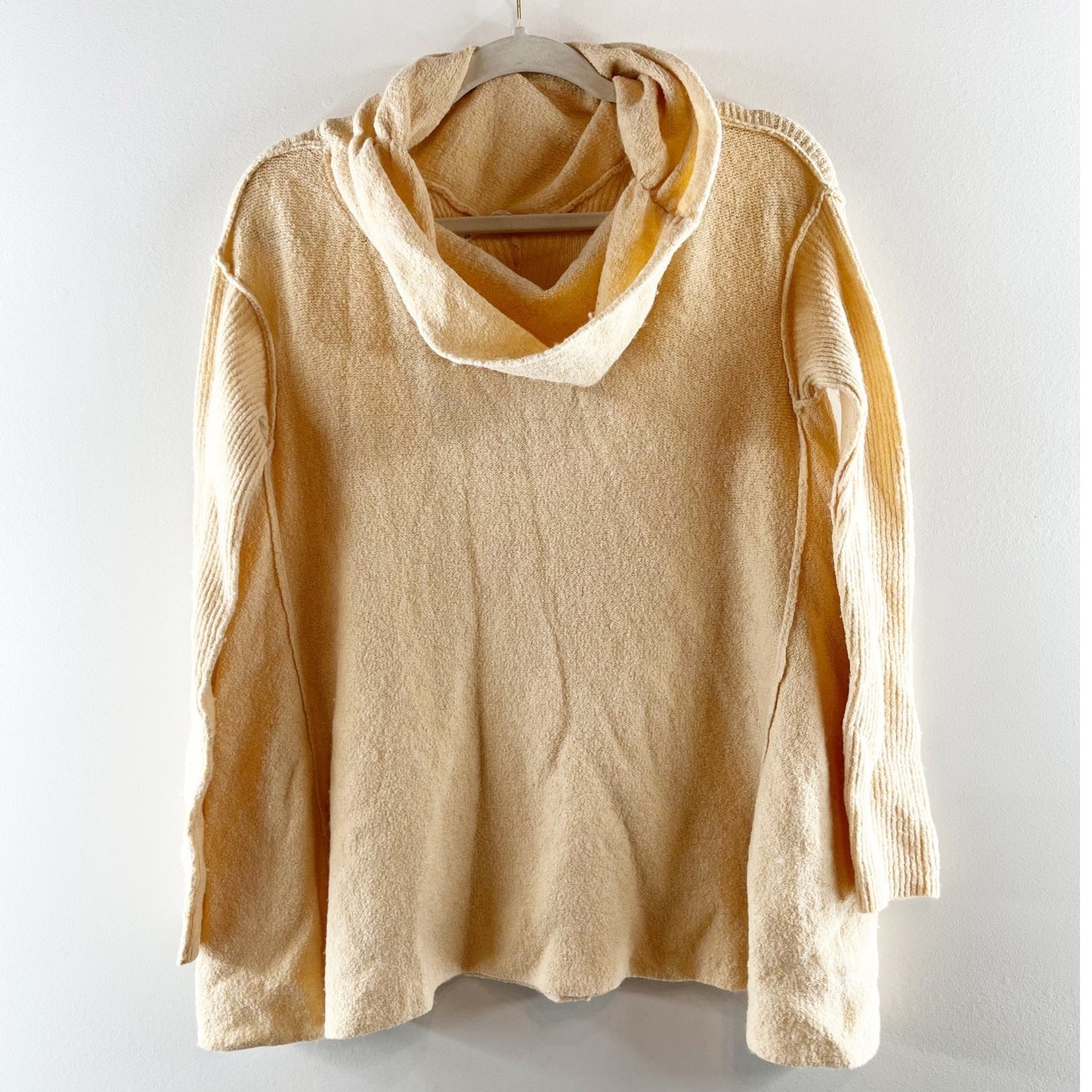 Free People Strawberry Fields Cowl Neck Tunic Long Sleeve Sweater French Vanilla