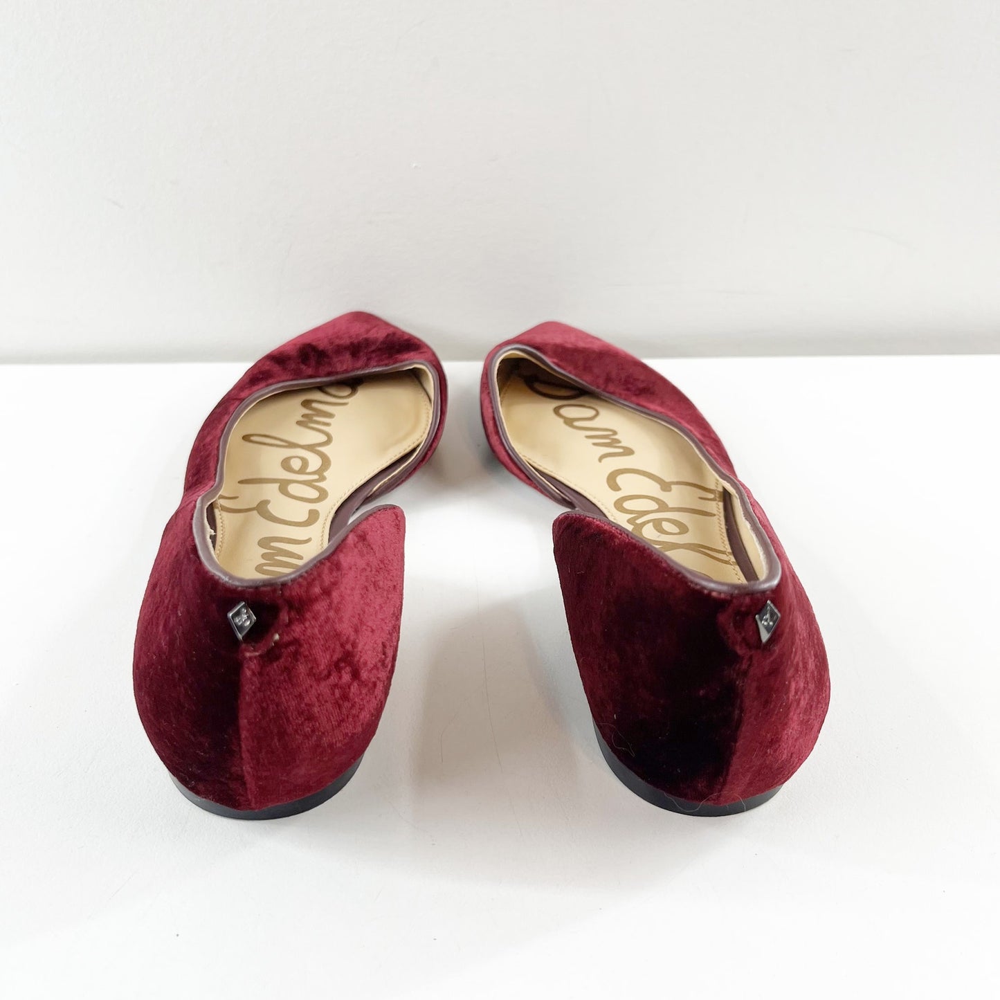 Sam Edelman Dorsay Reema Velvet Pointed Toe Flats Shoes Burgundy Maroon 8.5