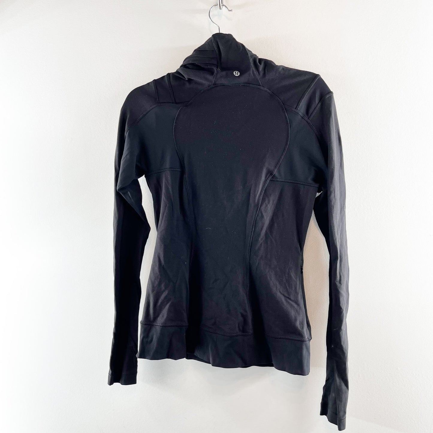 Lululemon Bhakti Long Sleeve Thumbhole Full Zip Yoga Jacket Black 8