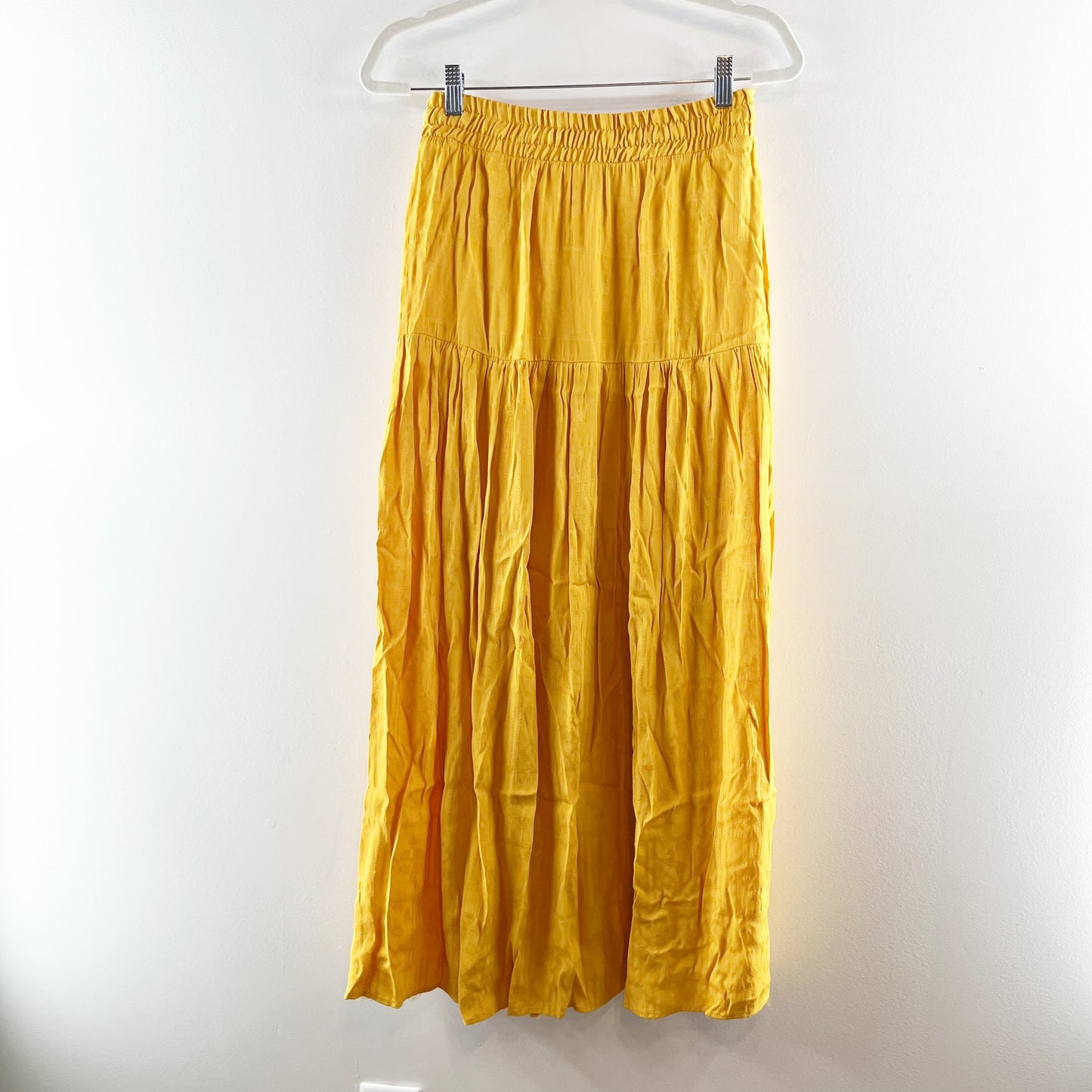 Maeve Anthropologie Tiered Pull On Boho Maxi Peasant Skirt Yellow Small