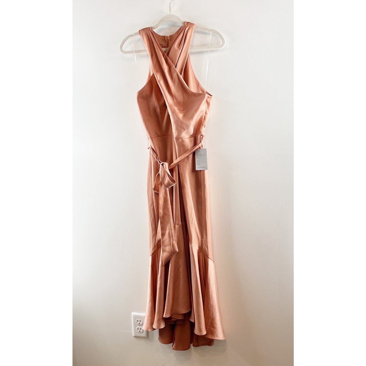 Taylor Satin Tie Waist Sleevleess Midi Dress Blush Pink 8
