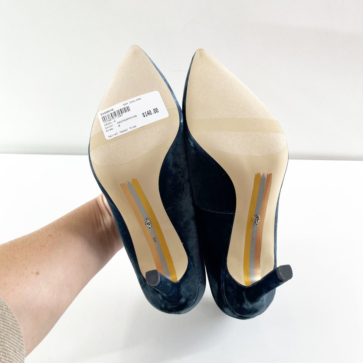 Sam Edelman Hazel Velvet Pointed Toe Stiletto Heel Pumps Deep Sapphire Blue 8