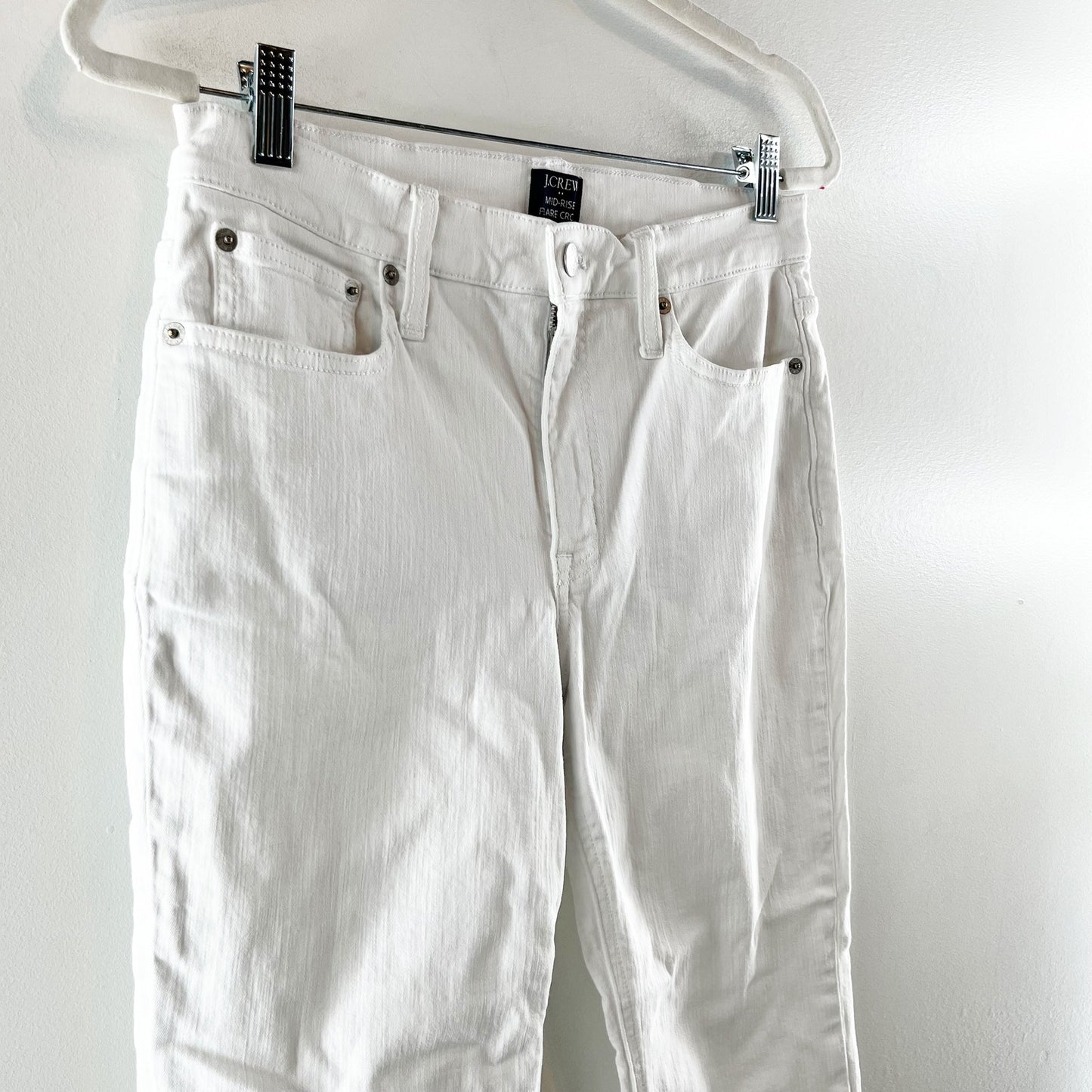 J. Crew Mid Rise Flare Crop Raw Hem Jeans White 29 / 8