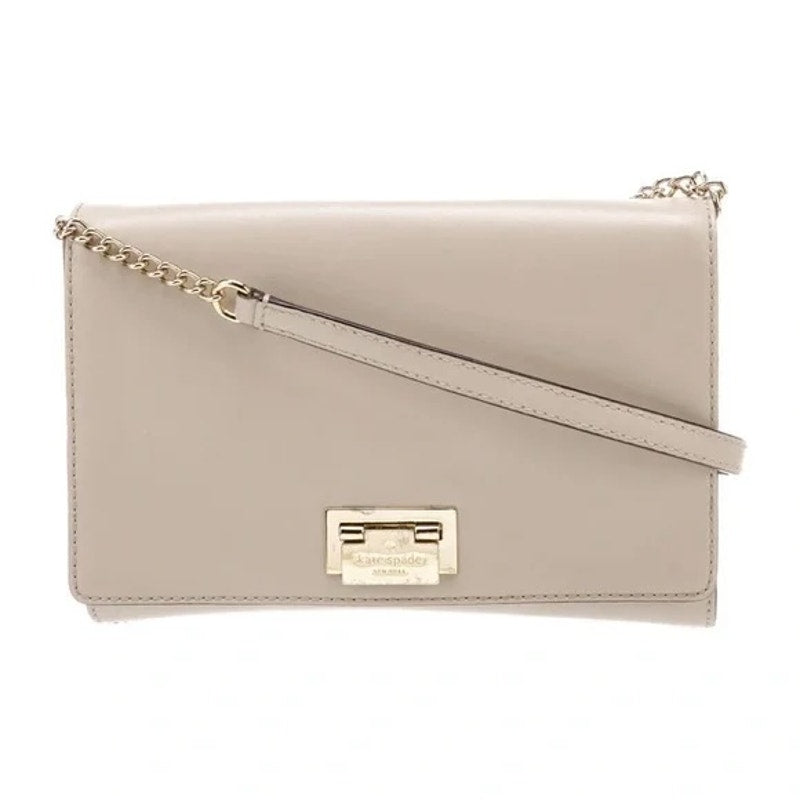 Kate Spade Fiona Leather Crossbody Flap Purse Bag Cream