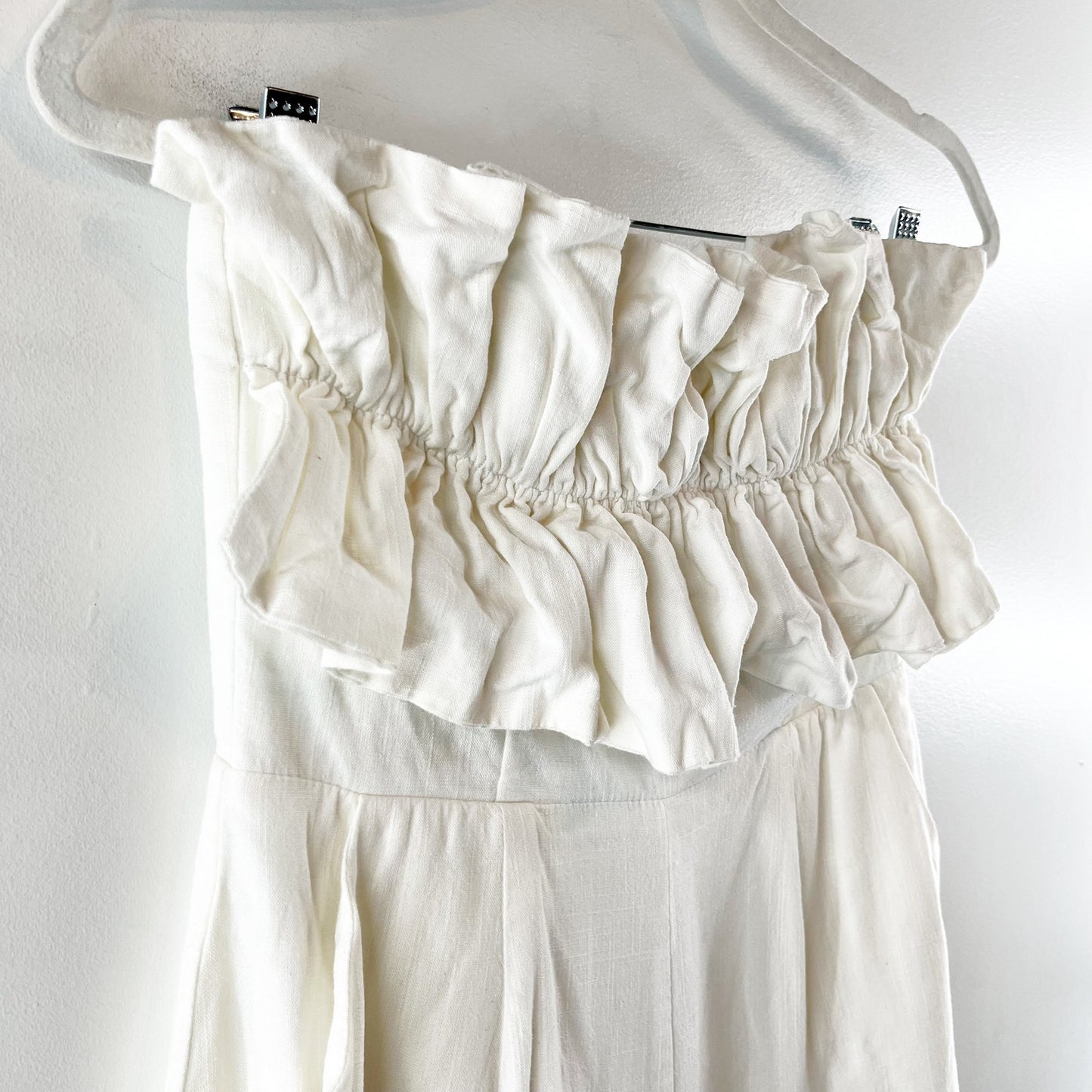Princess Polly Hunter Mae Strapless Ruched Frill Short Romper White 6