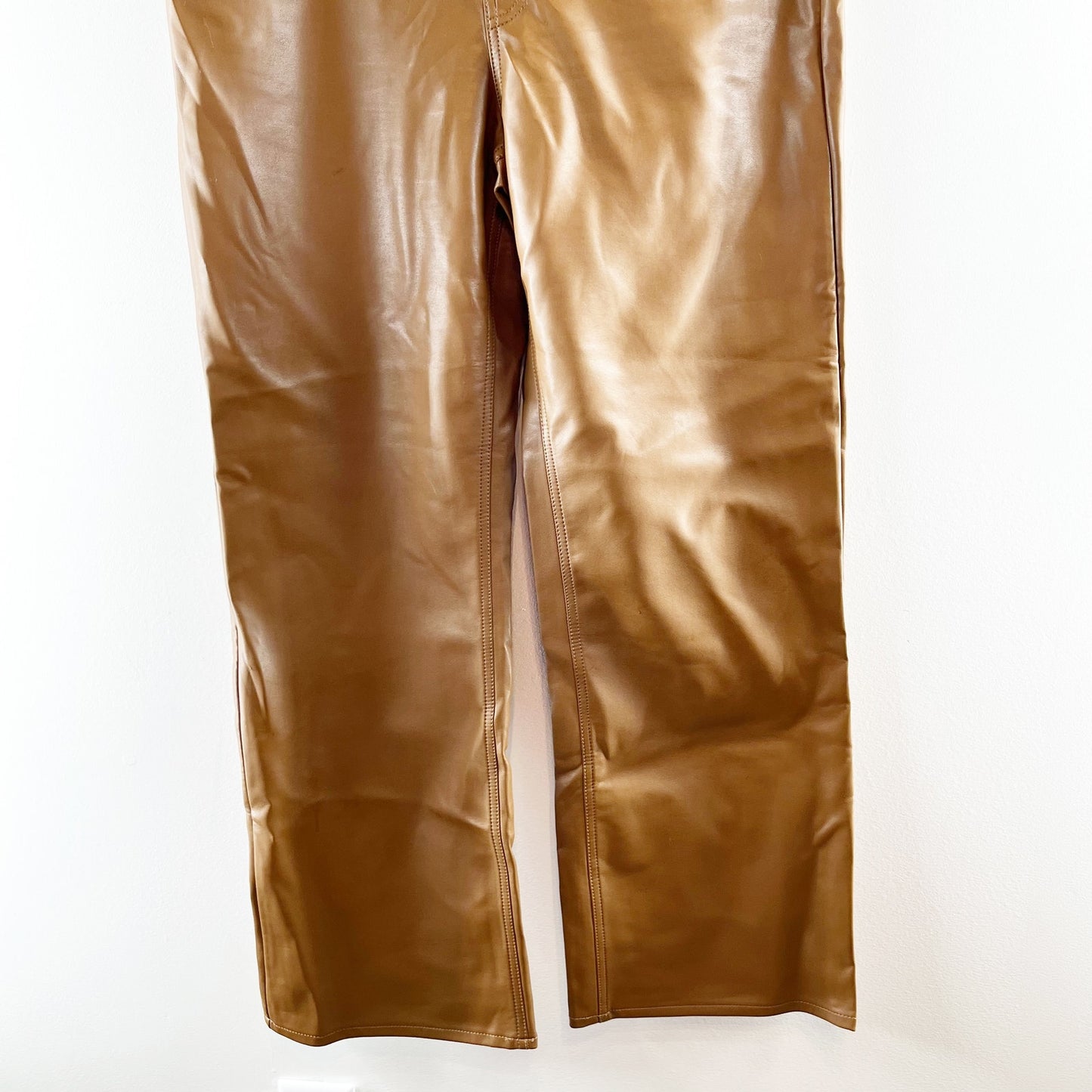 J. Crew Slim High Rise Cropped Faux Leather Pants in Rich Brown 30 Tall