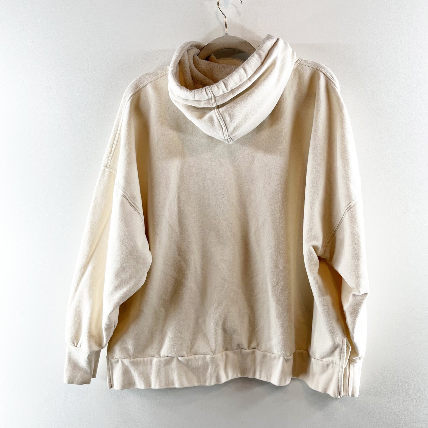American Eagle Huggable Oversized Pullover Fleece Sweatshirt Hoodie Cream Tan