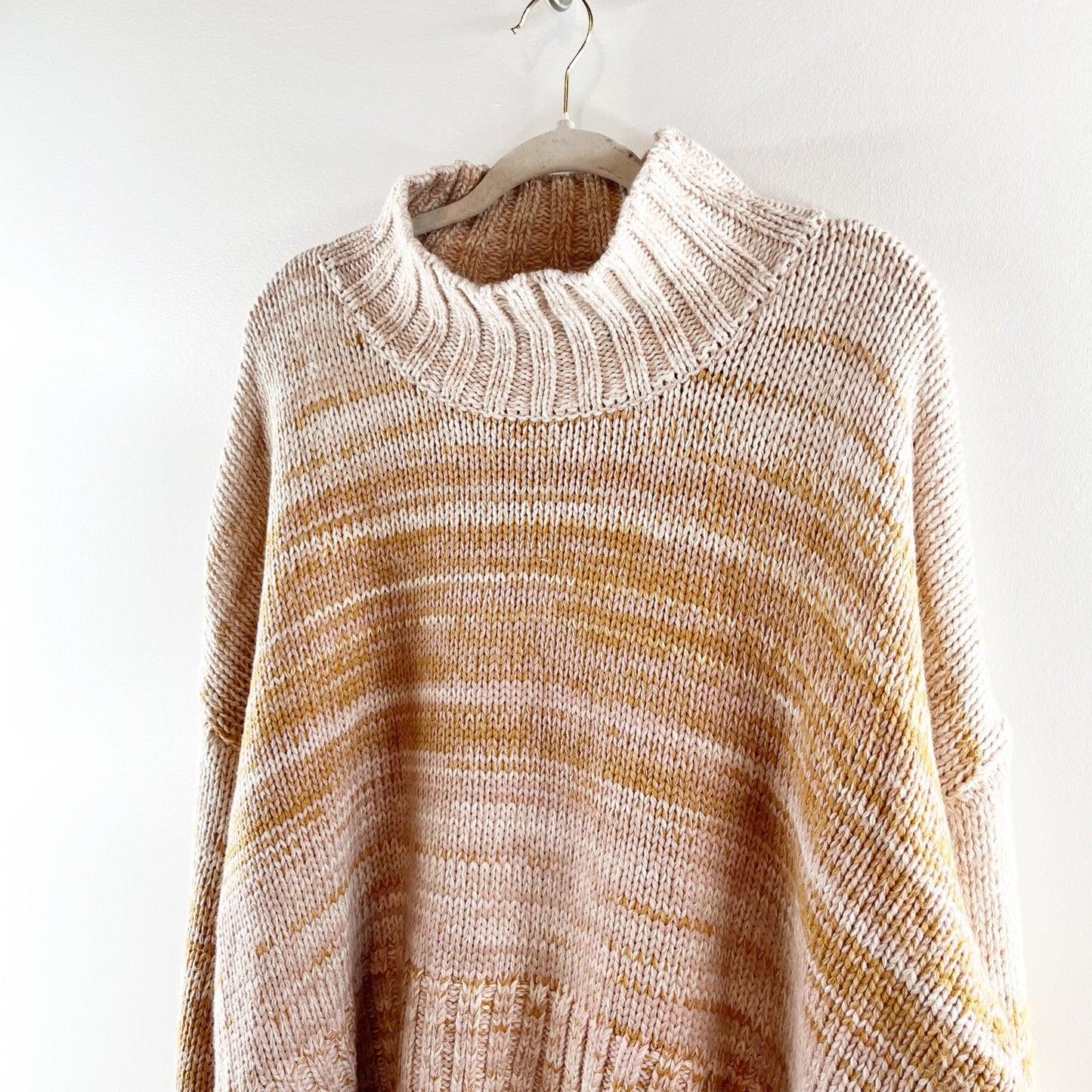 525 America Blair Shaker Knit Ombre Long Sleeve Turtleneck Sweater Beige XL