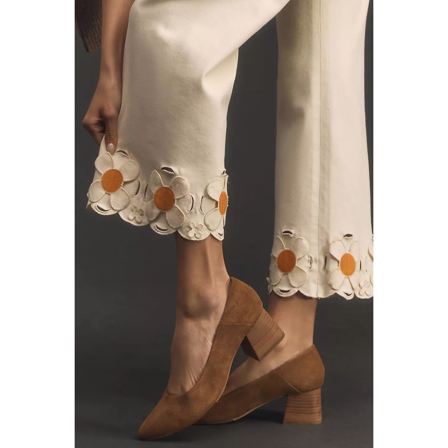 Maeve Anthropologie Colette High Rise Denim Cropped Wide Leg Jeans Cream 28