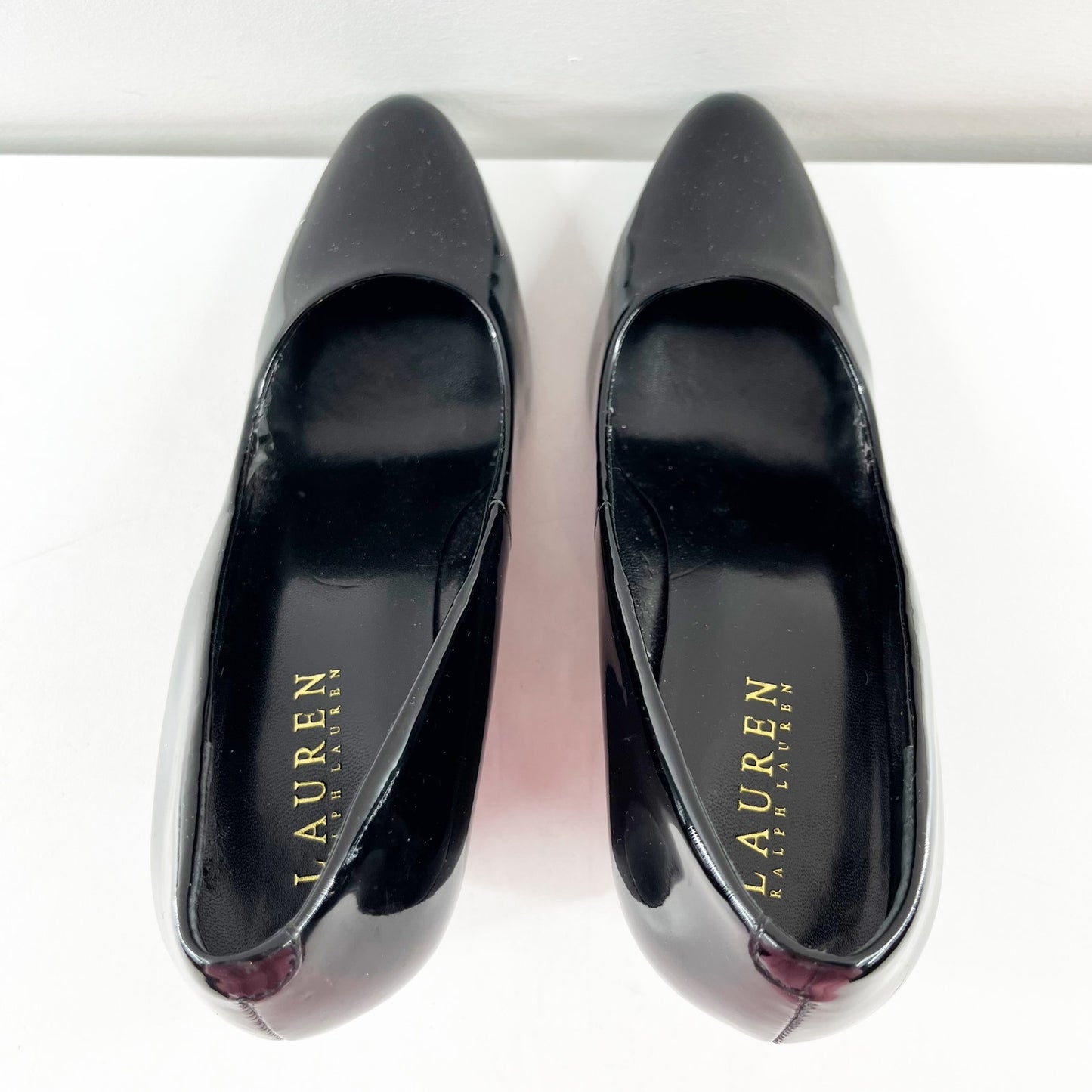 Ralph Lauren Jabine Patent Leather Wedge Pumps Heels Black 7