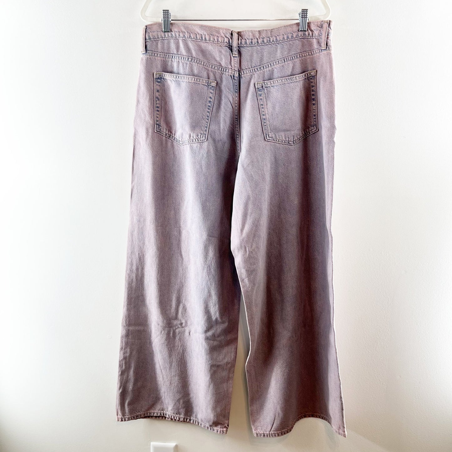 GAP Baggy Mid Rise Wide Leg Ultrasoft Denim Jeans Rose Mist Purple 14 / 32