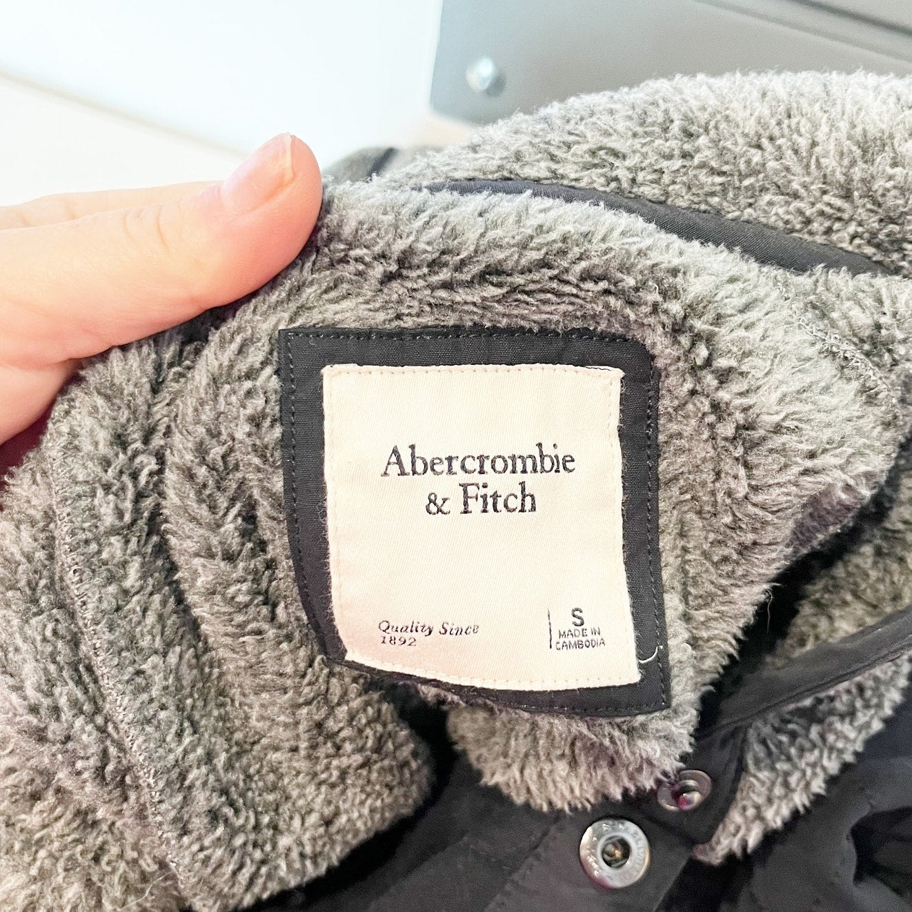 Abercrombie & Fitch Asymmetrical Snap Fleece Jacket Gray Blue Small