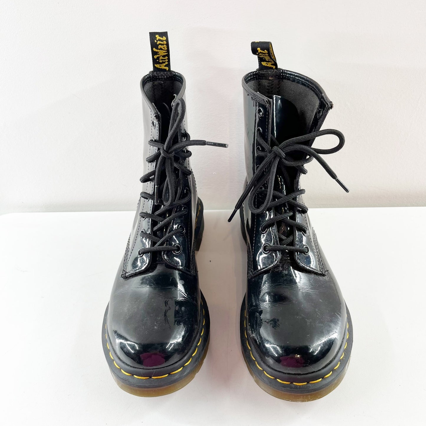 Dr. Martens 1460 Patent Leather Lace Up Combat Boots Black 7