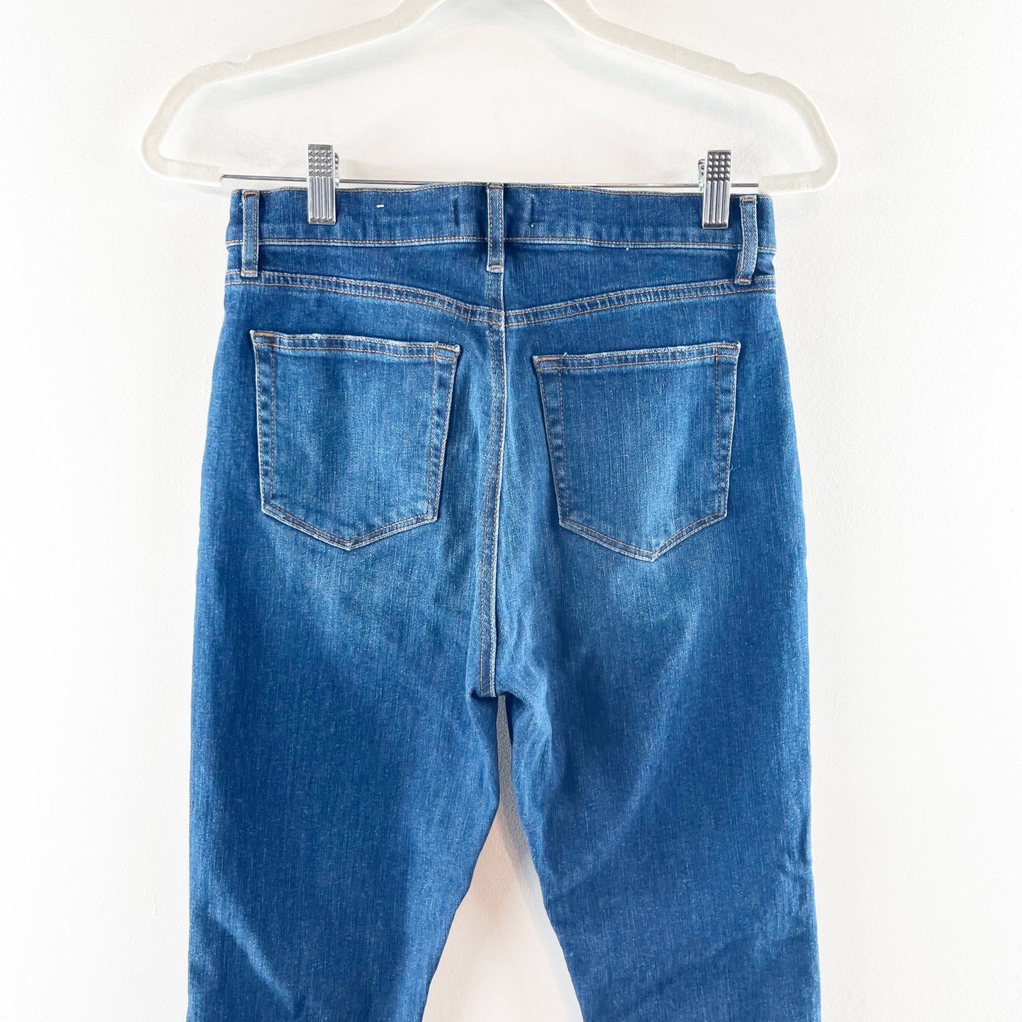LOFT Fresh Cut High Rise Kick Crop Jeans in Pure Dark Indigo Wash Blue 4