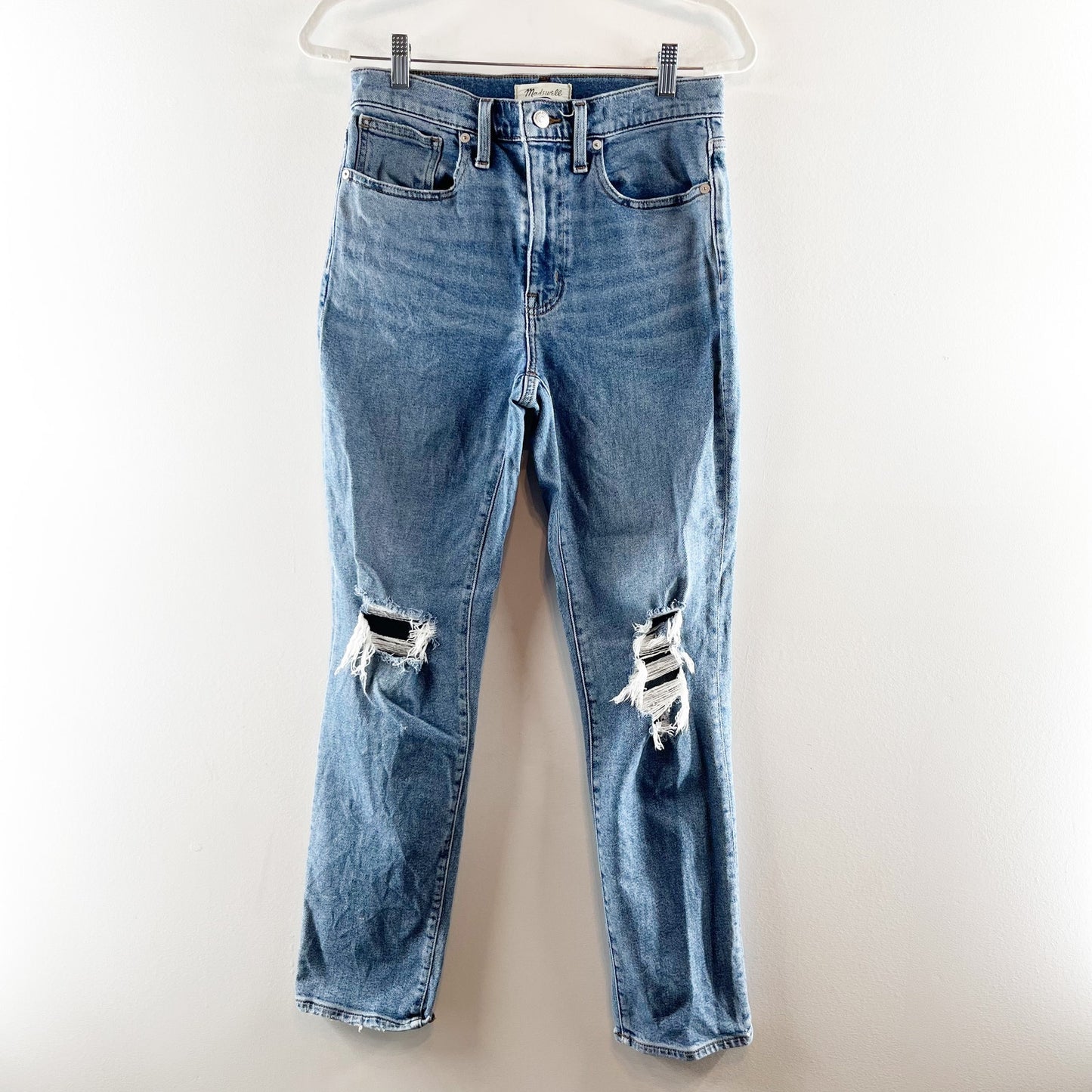 Madewell The Roadtripper High Rise Slim Boyjeans Ripped Edition Blue 26