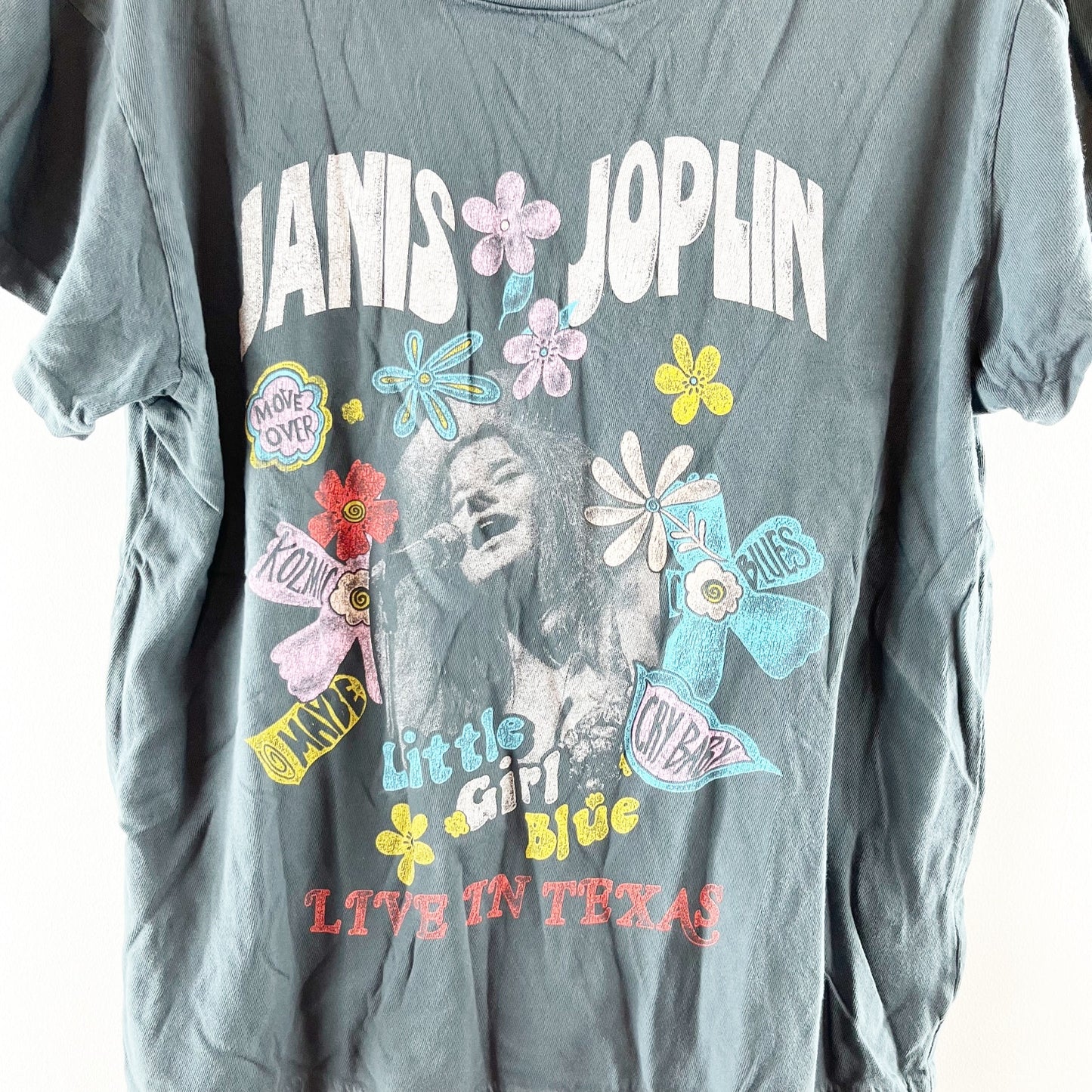 DAYDREAMER Janis Joplin Little Girl Blue Graphic Tour Tee Black Medium
