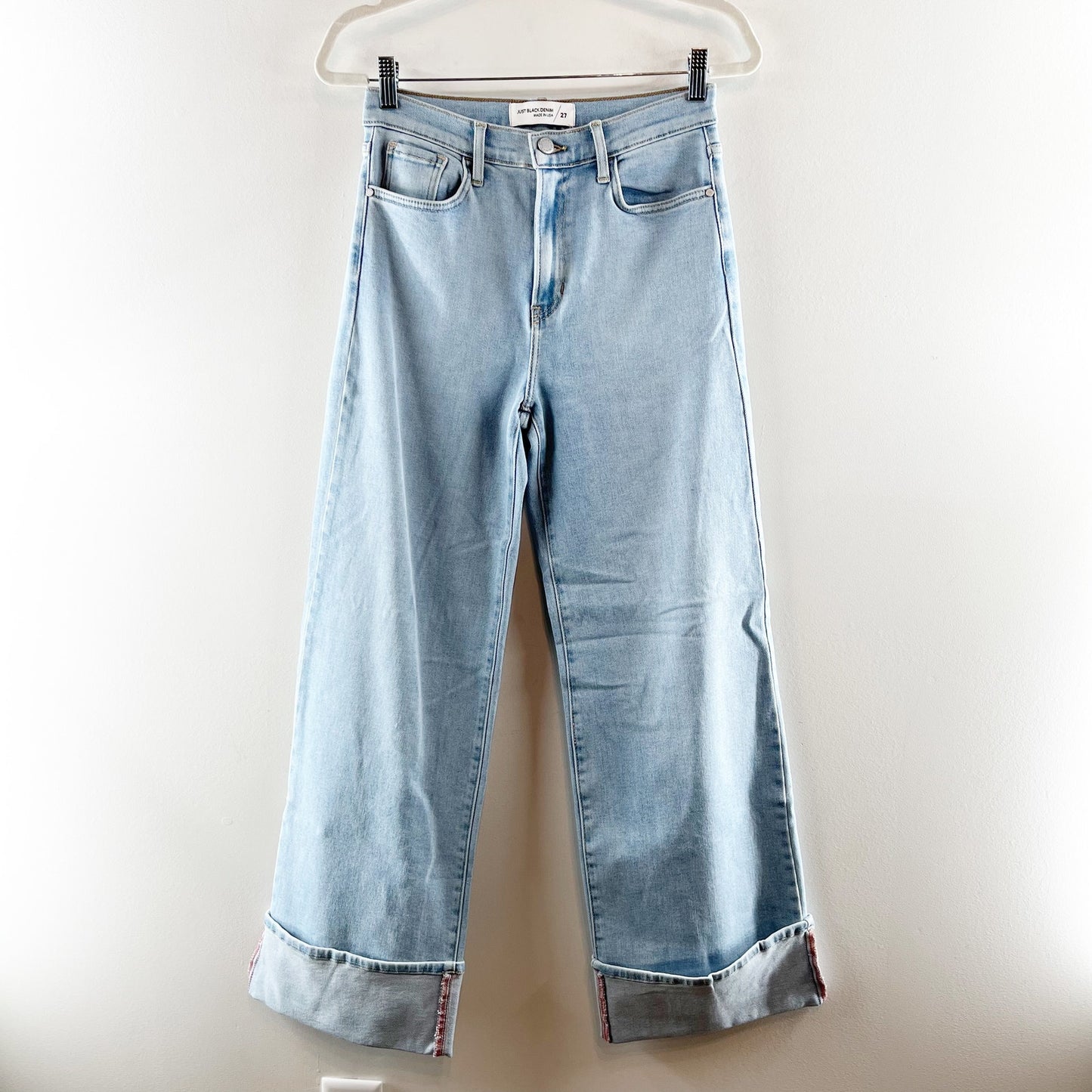 Just Black Denim The High Rise Cuffed Palazzo Wide Leg Light Wash Jeans 27 / 4