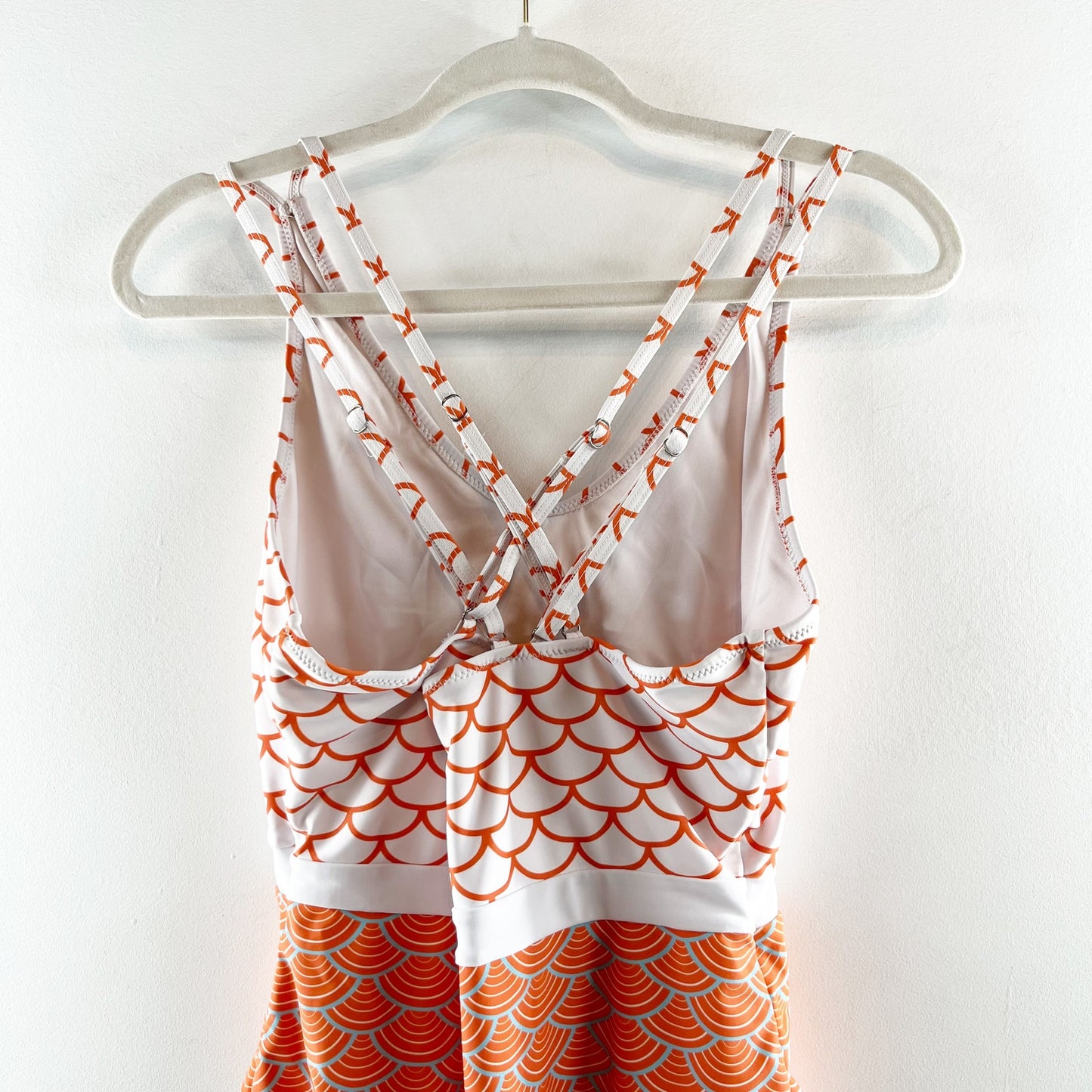 Cupshe Boho Print Strappy Back One Piece Full Coverage Bathing Suit Orange XL