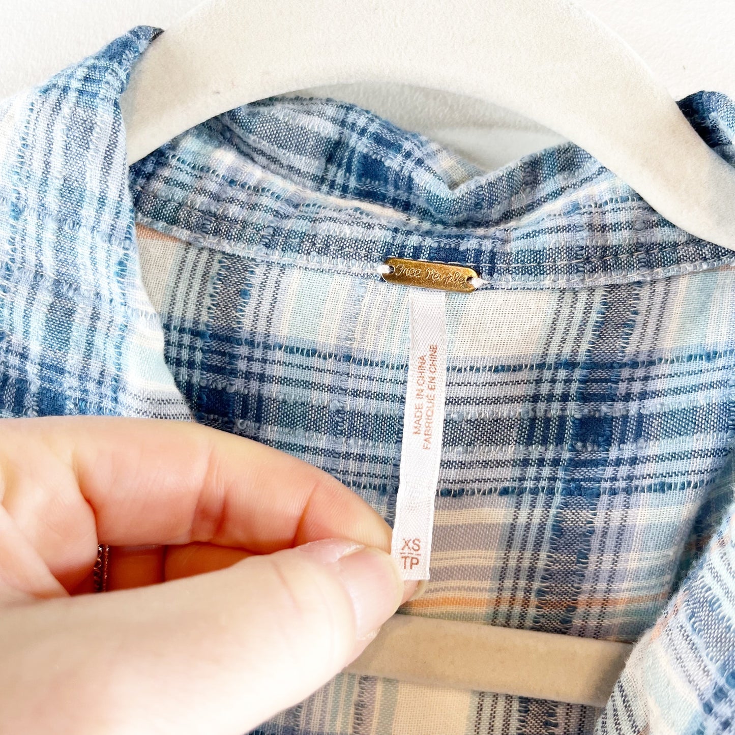 Free People Eight Days A Week Long Sleeve Plaid Shirt Dress Blue XS