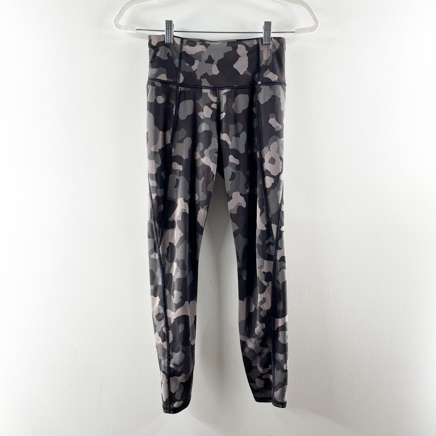 Athleta High Rise Lightning Camo Leggings Pockets Gray XS