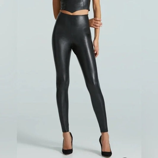 Commando High Rise Control Faux Leather Leggings Black Small