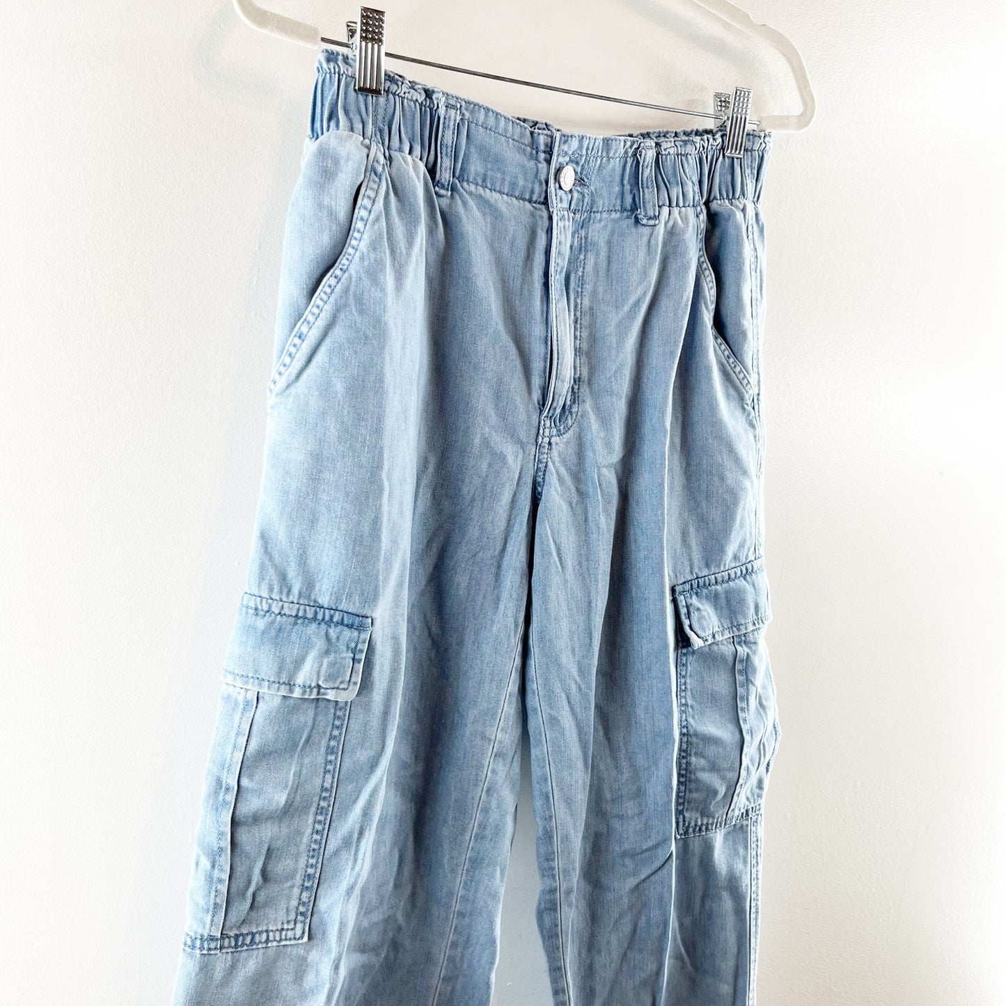 American Eagle Relaxed Mom Denim High Rise Cargo Jogger Jeans Pants Blue 6