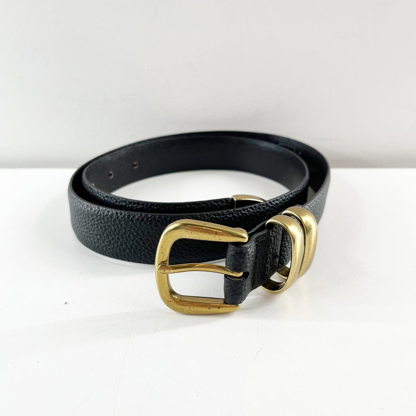 GAP Pebbled Leather Belt with Gold Buckle