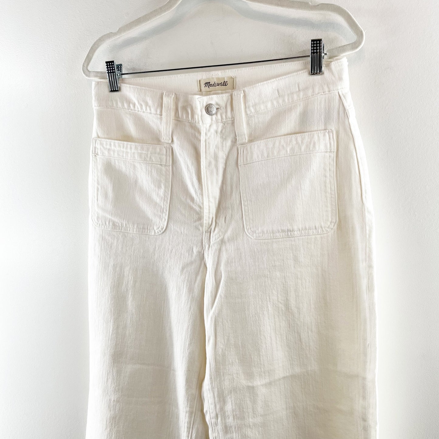 Madewell The Perfect Vintage Wide Leg Crop Jeans Patch Pocket Tile White 10