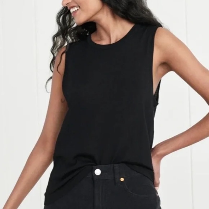 Jenni Kayne Sleeveless Merino Wool Shell Tank Top Black Large