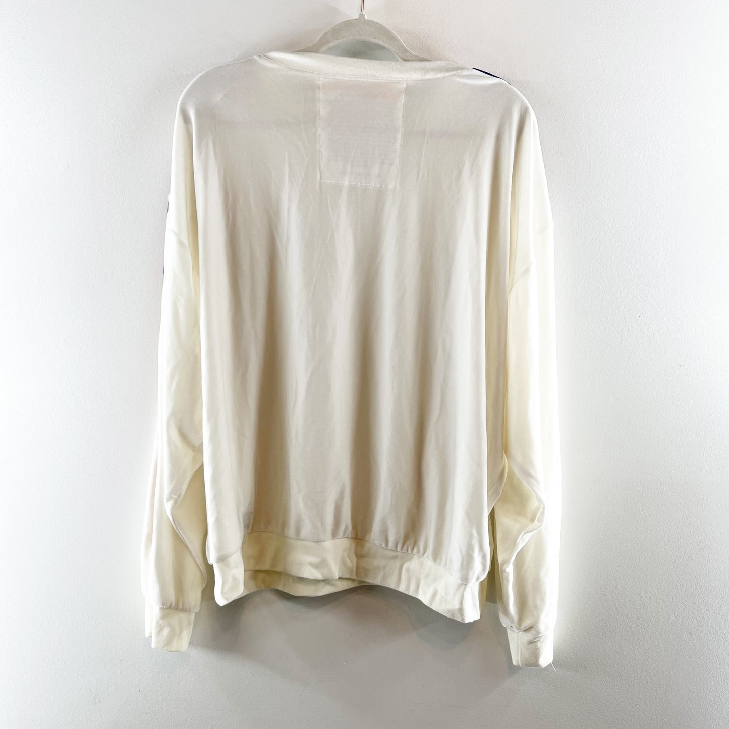 Aviator Nation Crewneck Stripe Velvet Velour Pullover Sweatshirt White Large