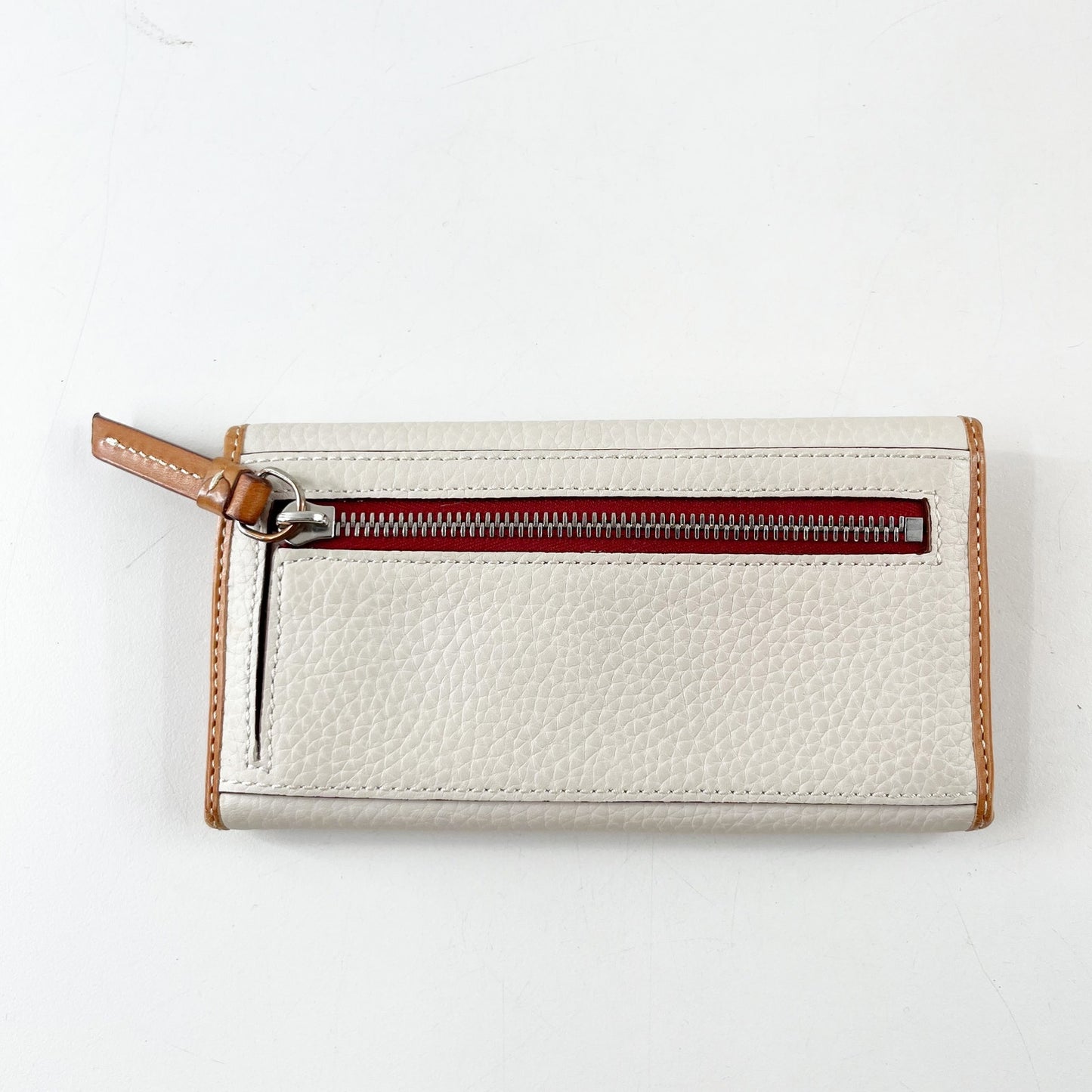Dooney & Bourke Continental Clutch Wallet Pebbled Leather White Brown