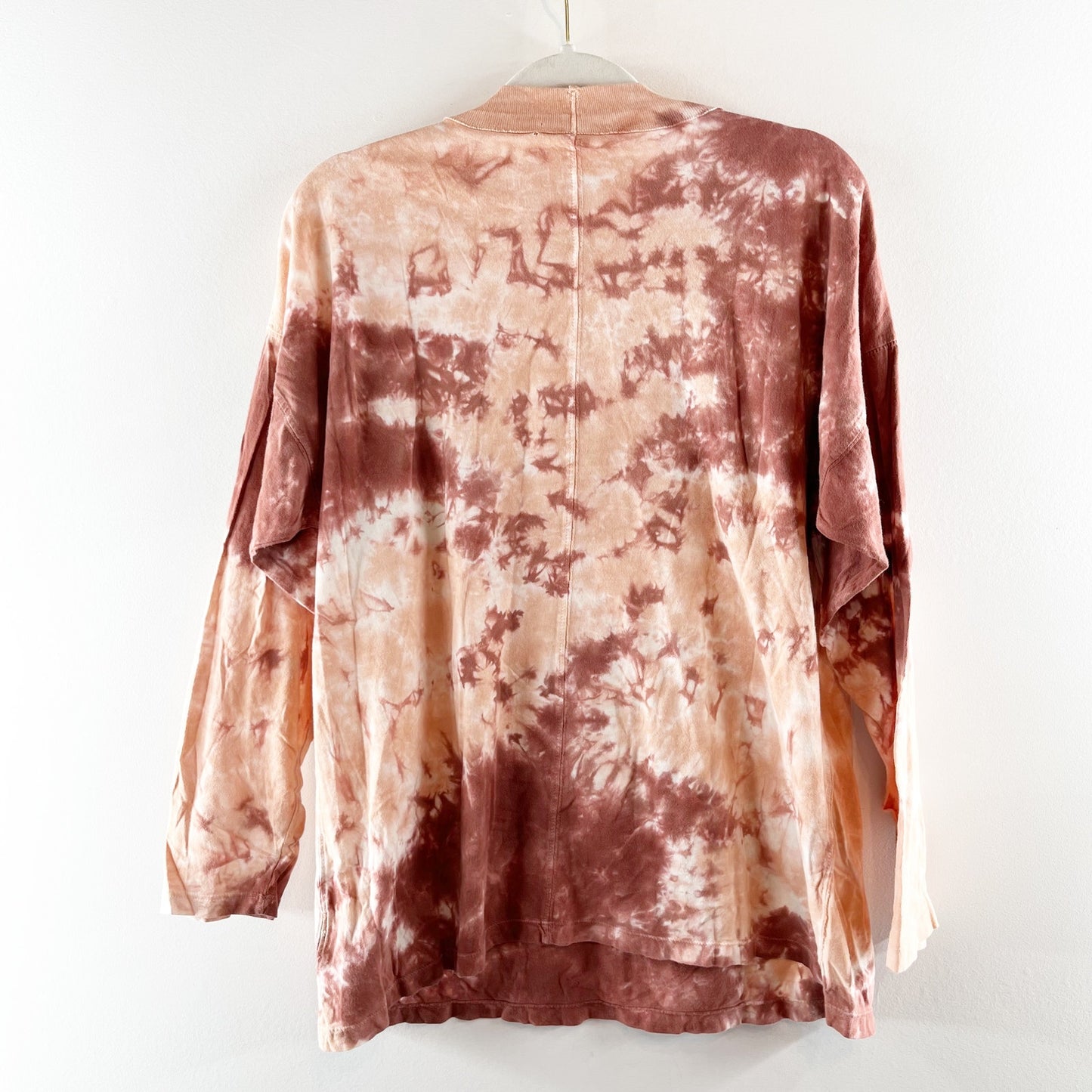 Free People Be Free Long Sleeve Tie Dye Tee Shirt Pink Clay XS