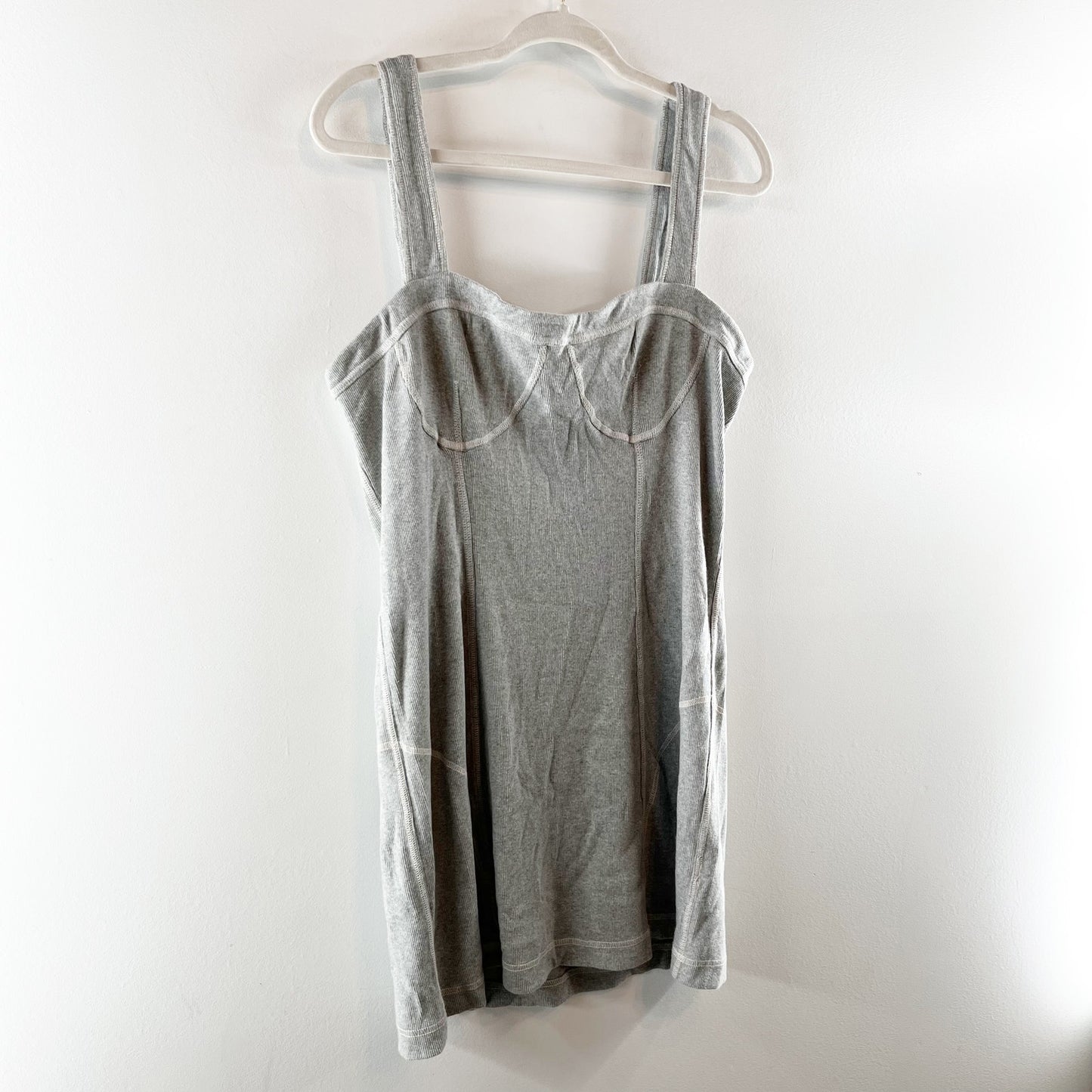 Anthropologie Sleeveless Contrast Stitch Mini Tank Dress Light Gray XL