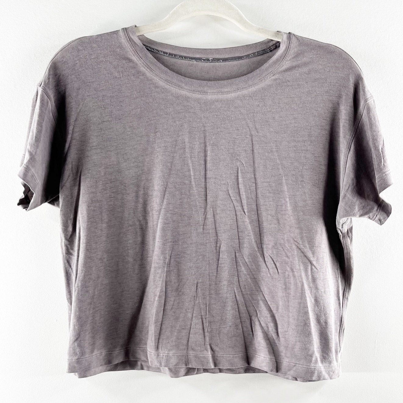 Lululemon Short Sleeve Cropped Tee Shirt Gray Medium
