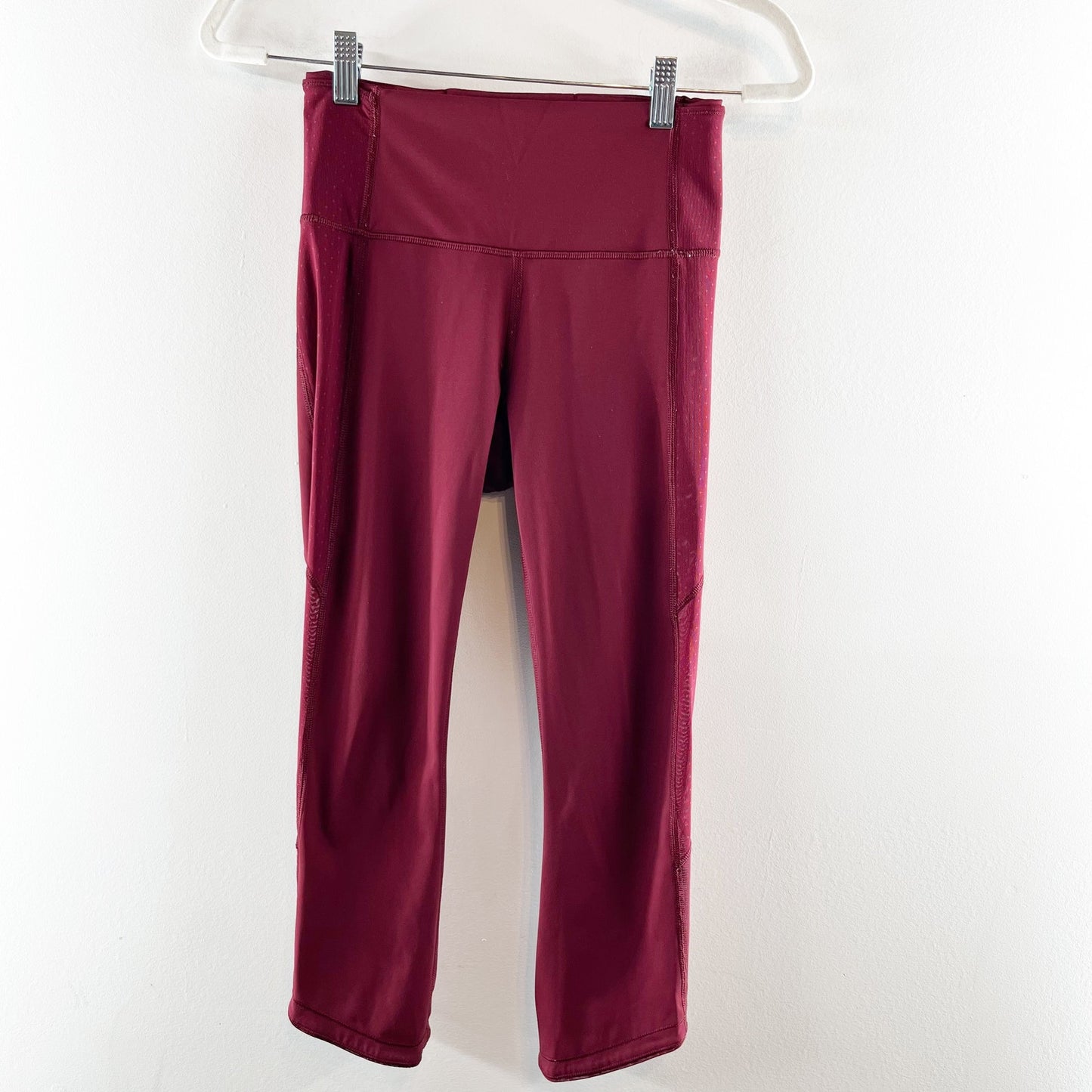 Lululemon Wunder Under Body Con Crop Leggings Deep Rouge Burgundy Red 6