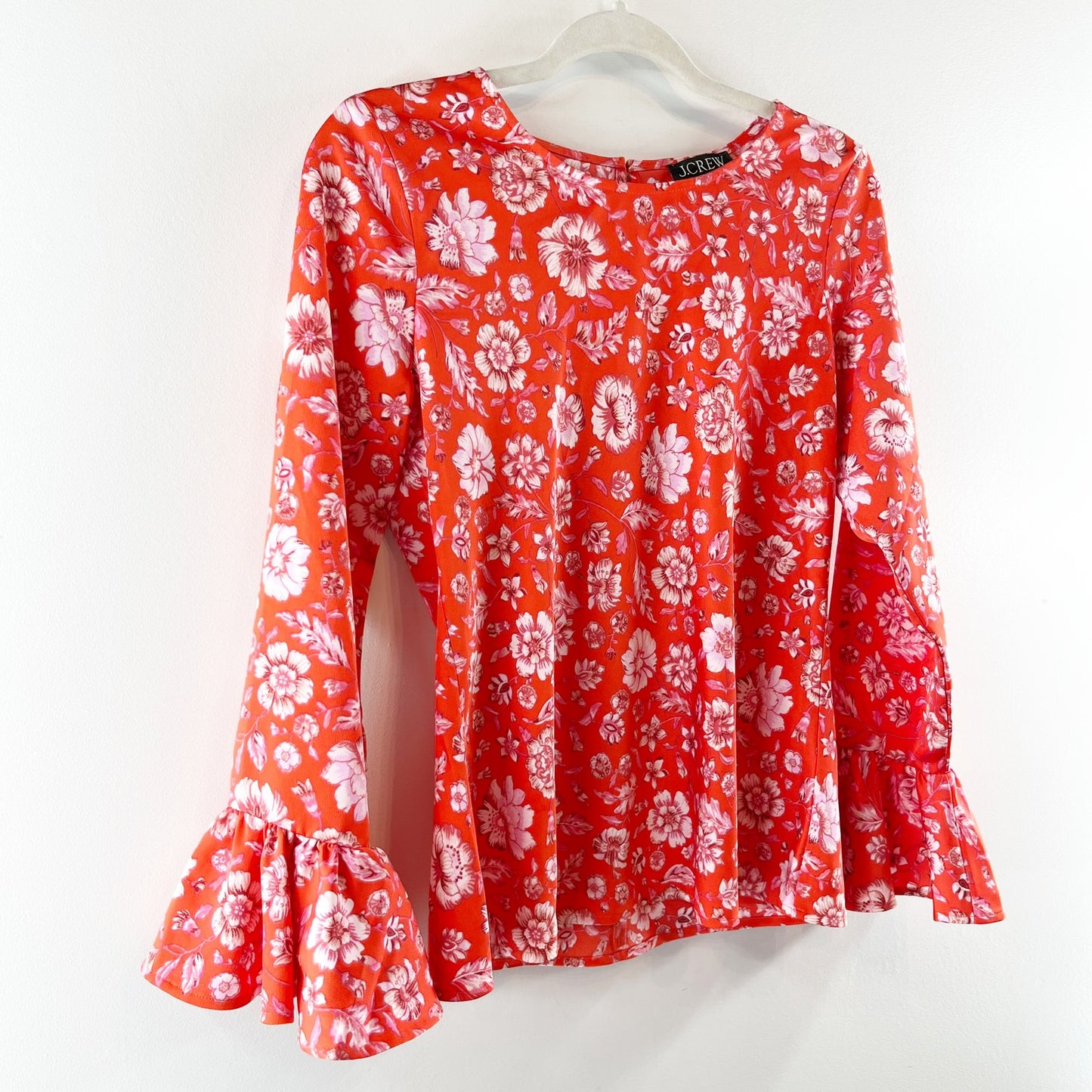 J. Crew Winter Garden Floral Blouse Top in Poppy Fields Orange Small