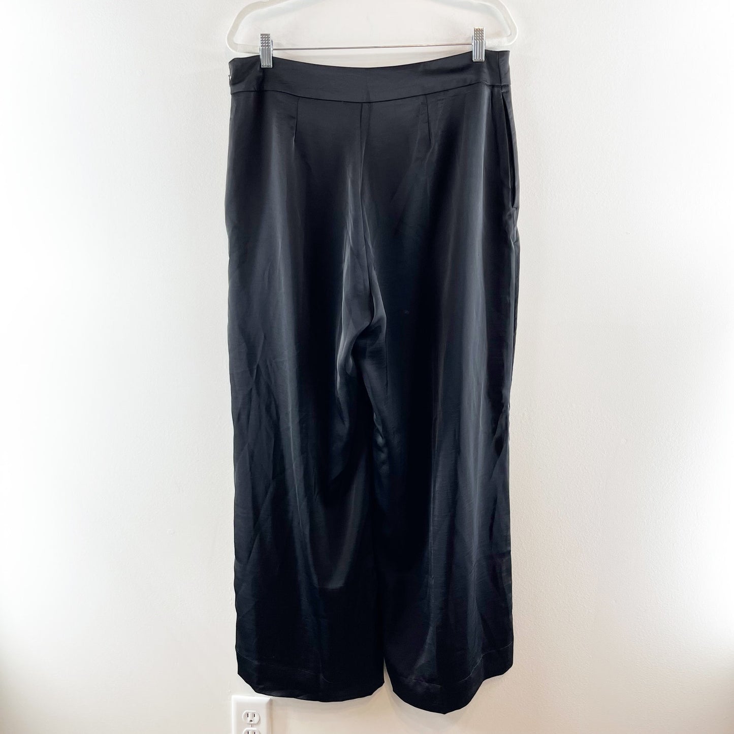 Old Navy High Rise Super Wide Leg Satin Trouser Dress Pants Black 14