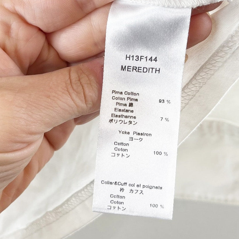 Anne Fontaine Meredith Long Sleeve Pleated Button-Up Shirt White 40 / 6