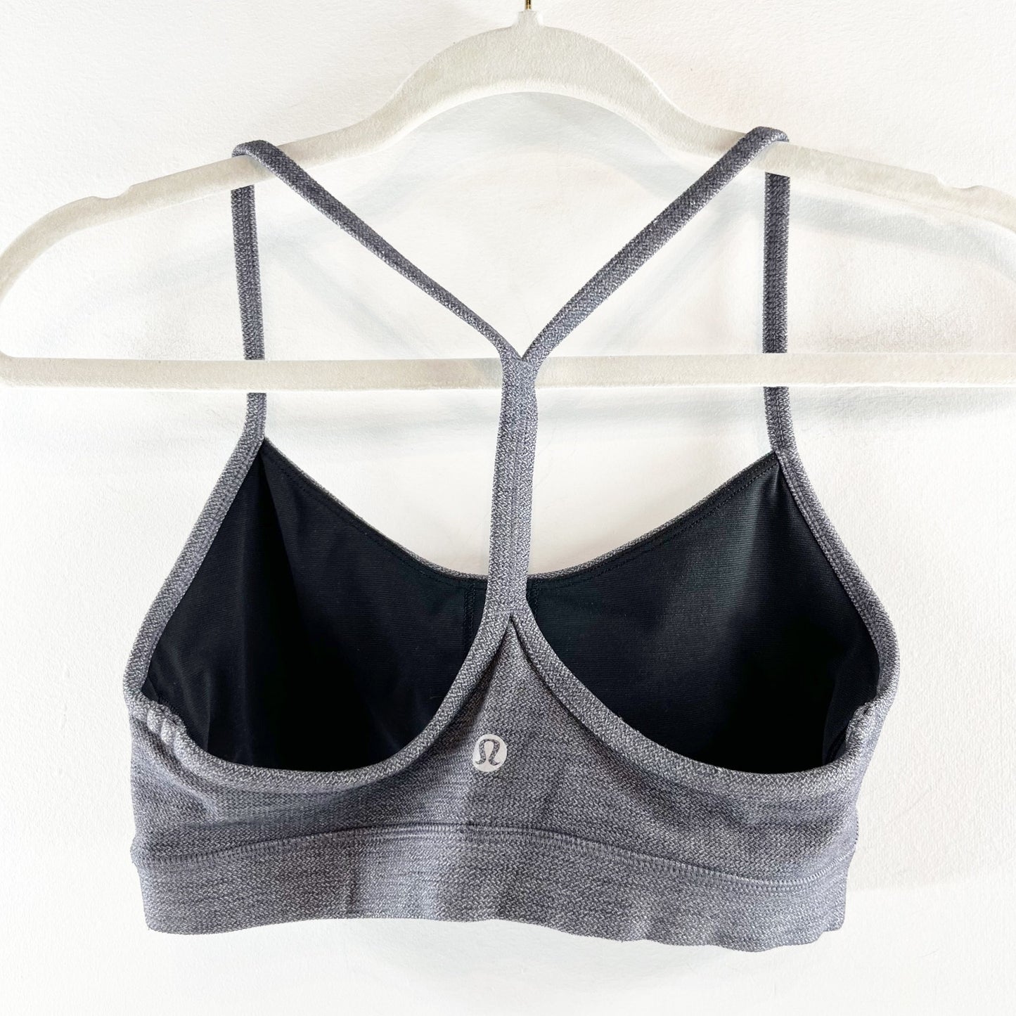 Lululemon Flow Y Bra Nulu Mini Heathered Herringbone Heathered Black White Black