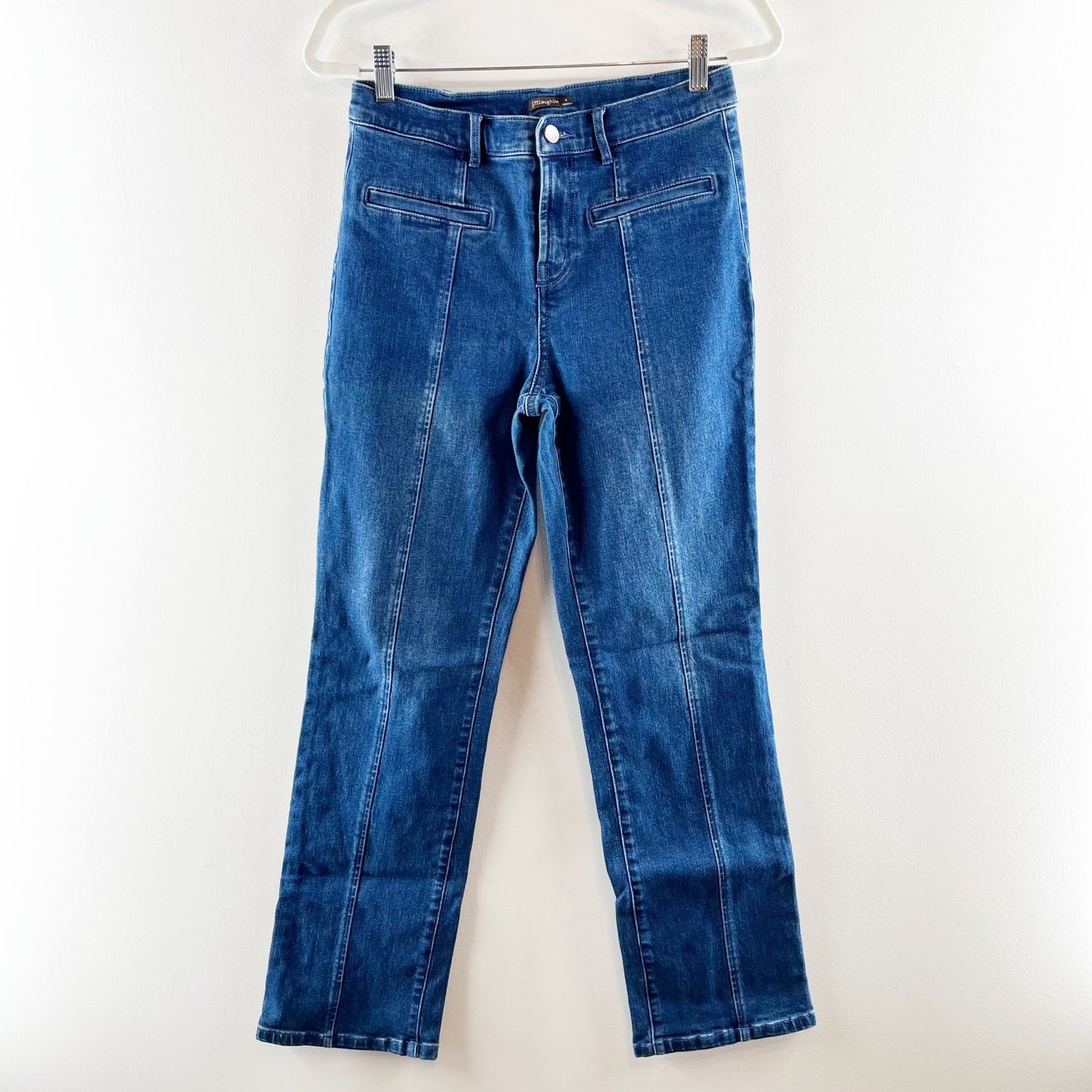 J. Mclaughlin High Rise Seamed Front Emmie Bootcut Jeans Dark Wash Blue 4