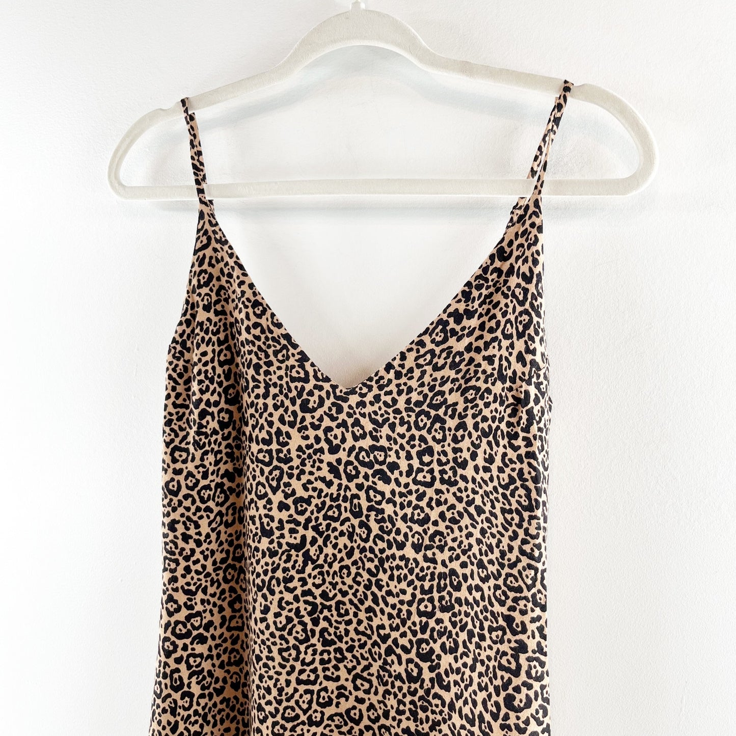 Reformation Marlowe Leopard Print Mini Slip Dress Brown Black XS