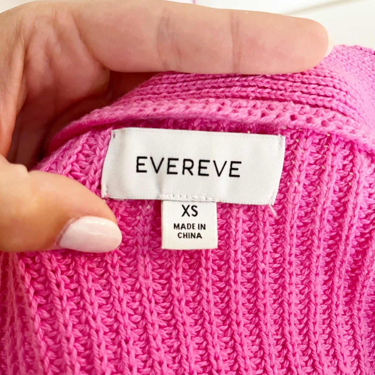 Evereve Long Sleeve Button Up Ribbed Cotton Cardigan Sweater Pink XS
