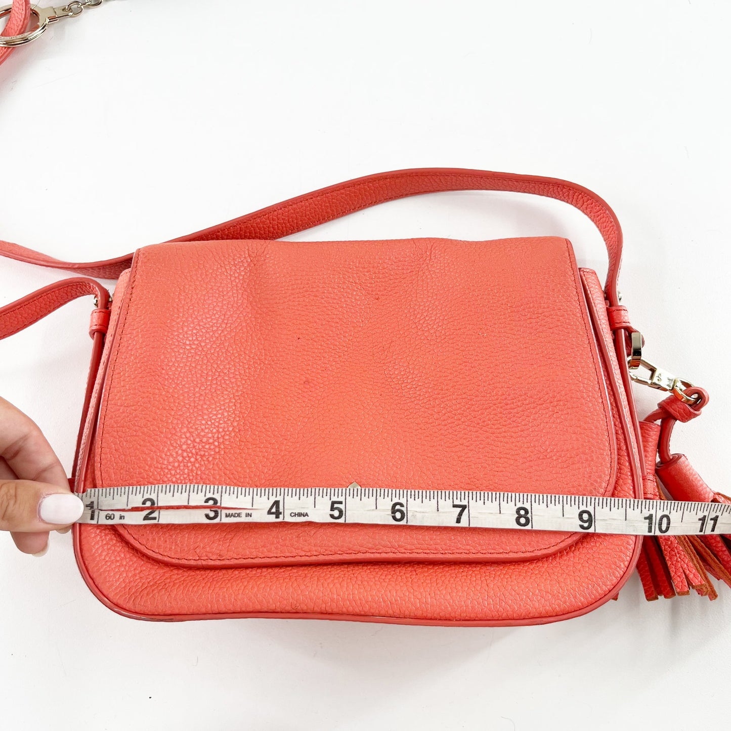 Kate Spade Orchard Street Flap Foldover Leather Crossbody Bag Purse Coral Orange