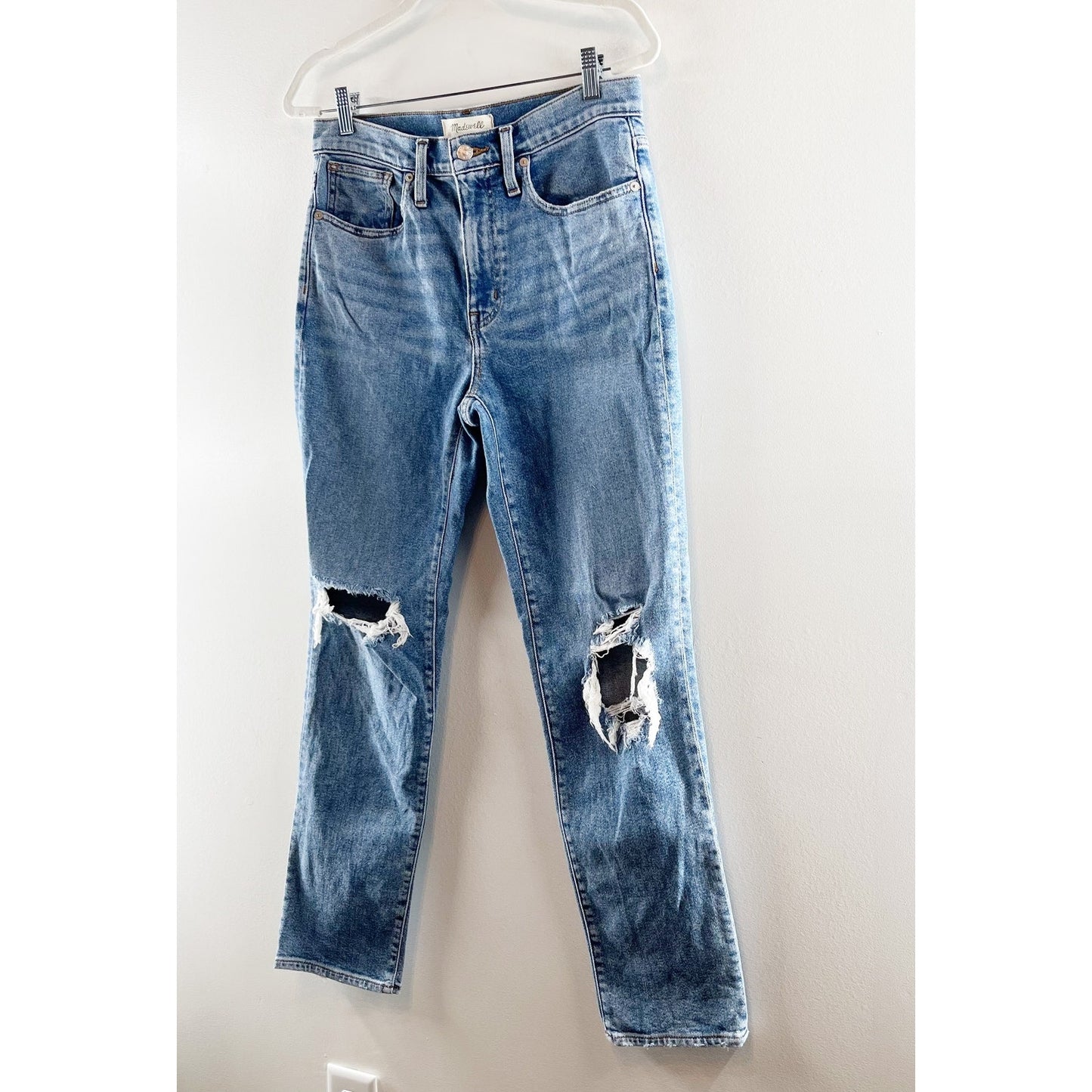 Madewell The Roadtripper High Rise Slim Boyjeans Ripped Edition Blue 26
