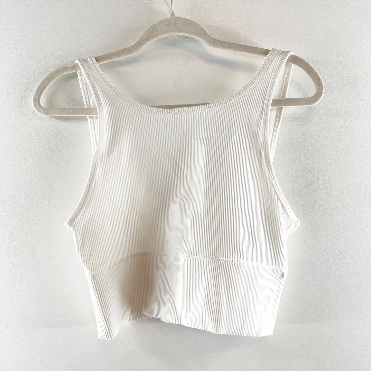 Lululemon Athletica Power Pivot Cropped Tank Top Rib White Medium