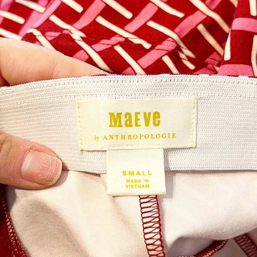 Maeve Anthropologie Margot Cropped Pull On Kick Flare Pants Red Pink Small