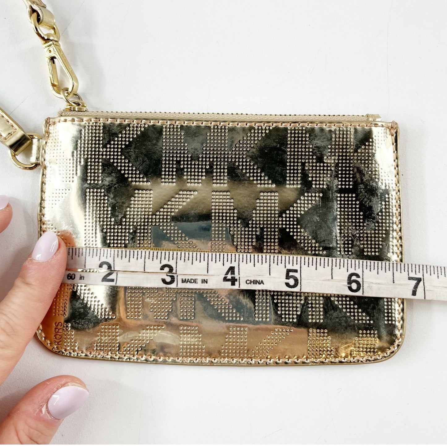 Michael Kors Metallic Leather Wristlet Wallet Gold