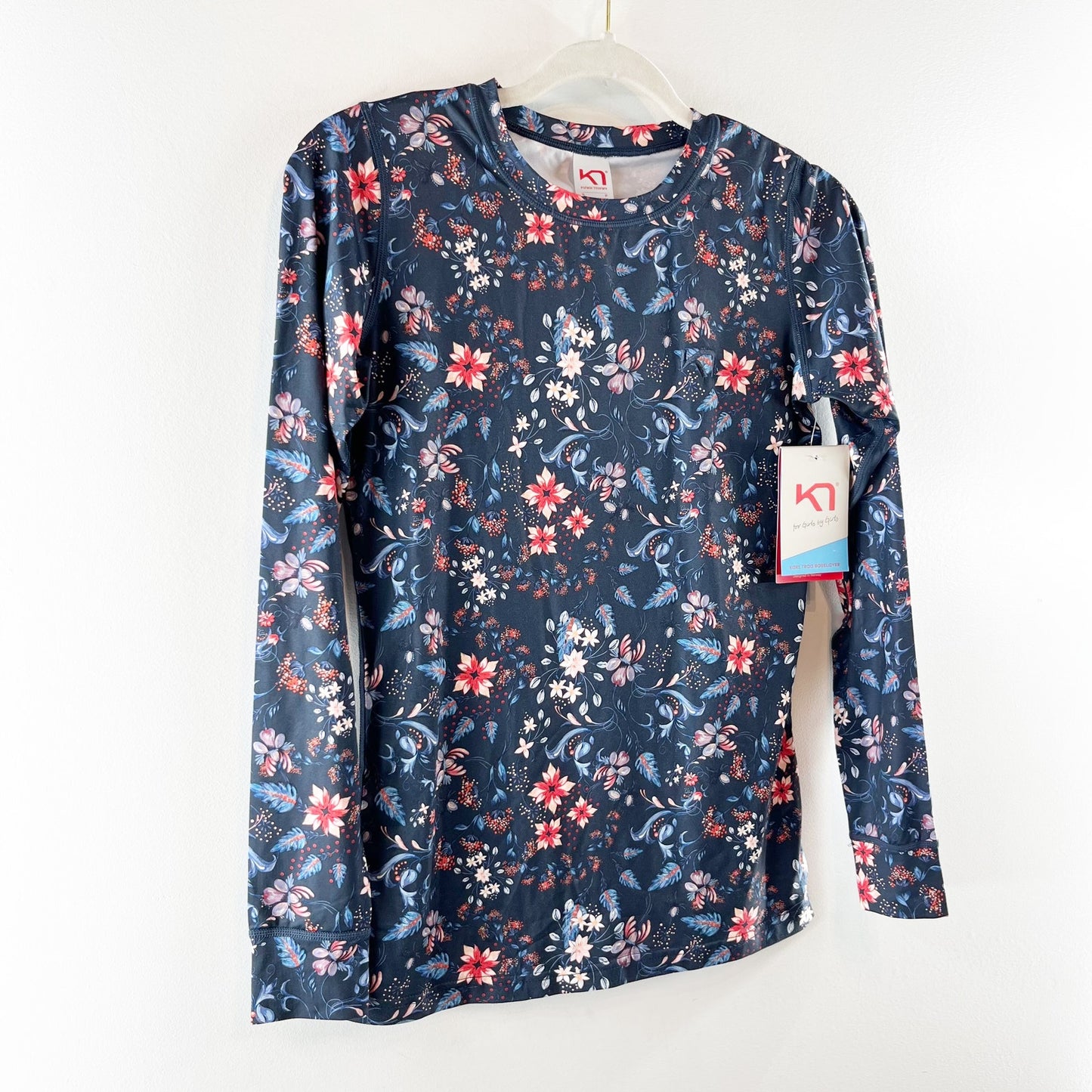 Kari Traa Long Sleeve Fryd Floral Baselayer Ski Top Shirt Blue Small