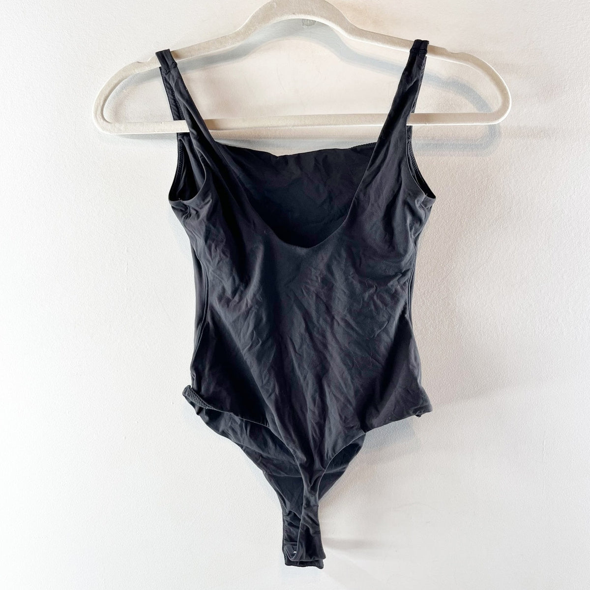 Skims Fits Everybody Square Neck Thong Bodysuit Tank Top Black Small